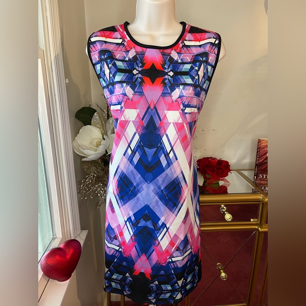 Just Love Multicolored Geometric Patterned mini Dress XL fits LG well also